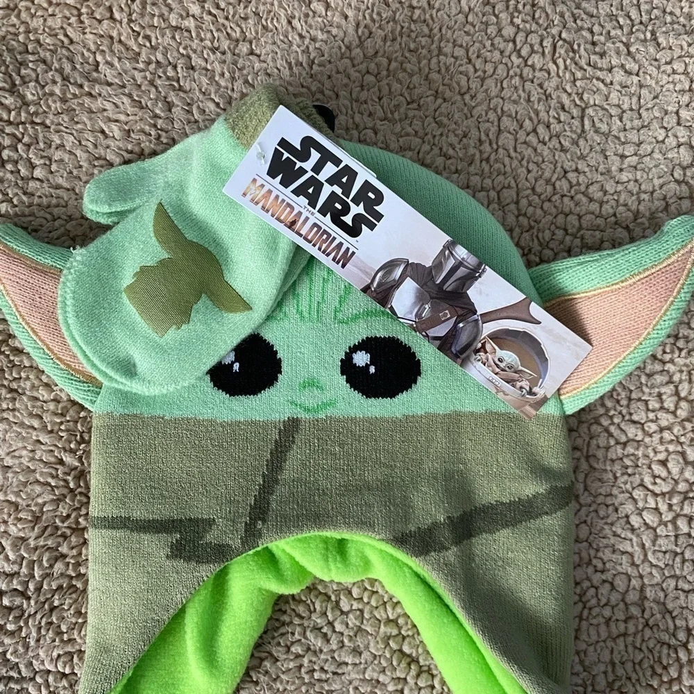 NWT- Toddler Boy Star Wars The Mandalorian The Child Trapper Hat & Mitte…
